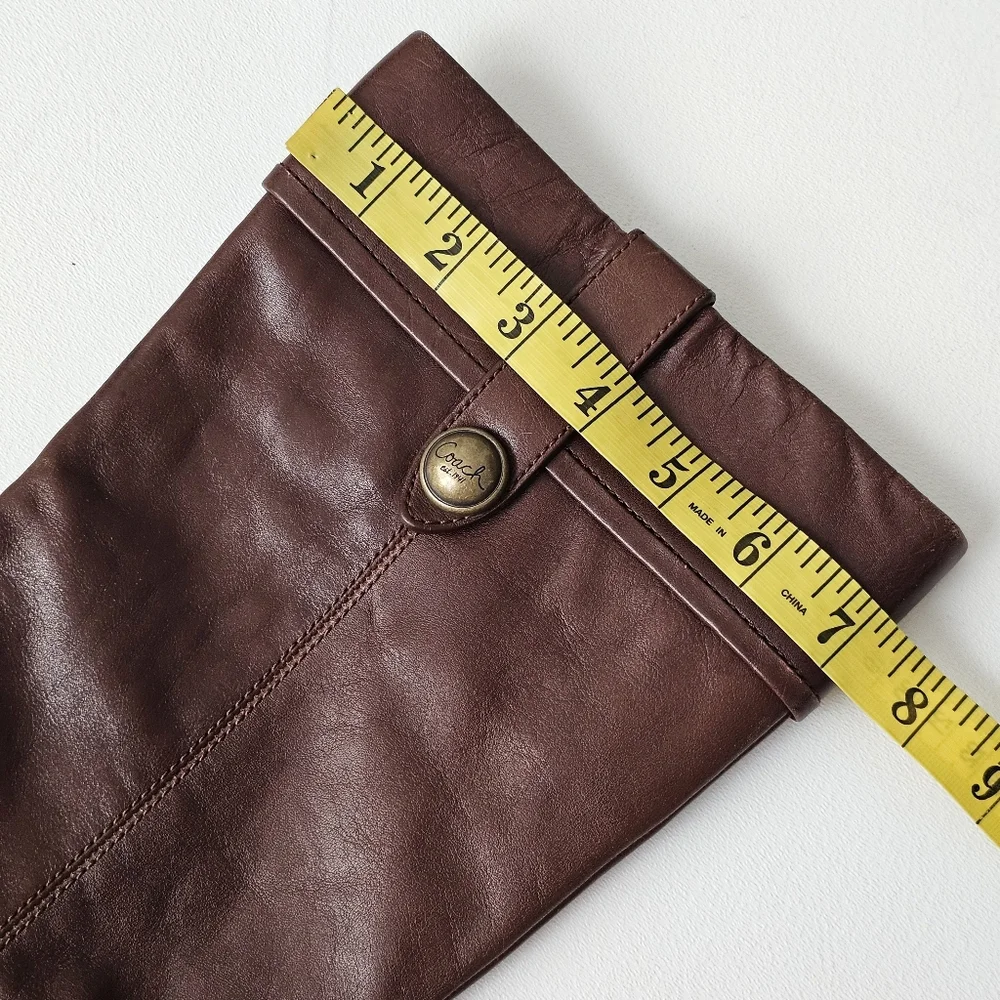 Coach Faith Leather Knee High Boots Brown Stacked Heel Riding Boots 6.5B